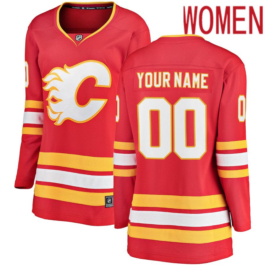 Women Calgary Flames Fanatics Branded Red Home Breakaway Custom NHL Jersey->women nhl jersey->Women Jersey